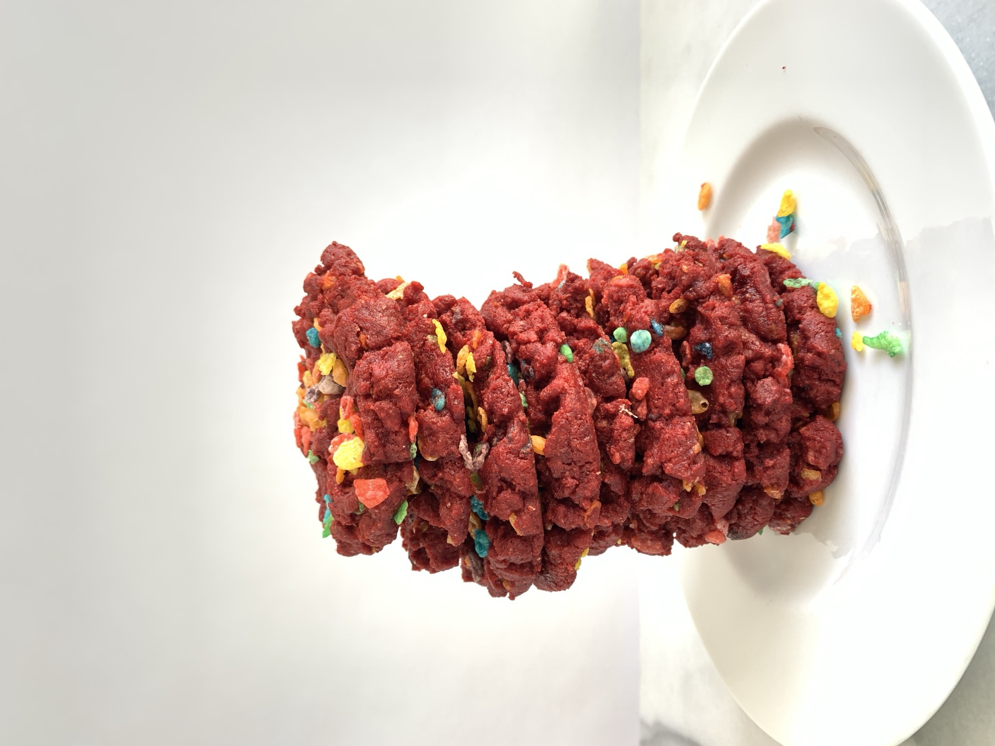 Stack of Chunk-N-Chip red velvet cookies